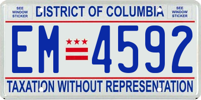 DC license plate EM4592