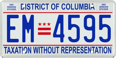 DC license plate EM4595