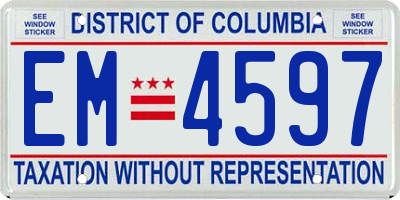 DC license plate EM4597