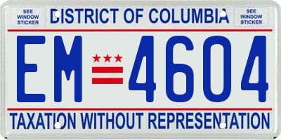 DC license plate EM4604