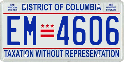 DC license plate EM4606