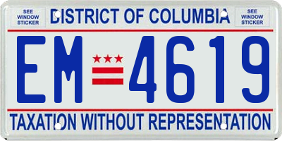 DC license plate EM4619