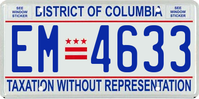 DC license plate EM4633