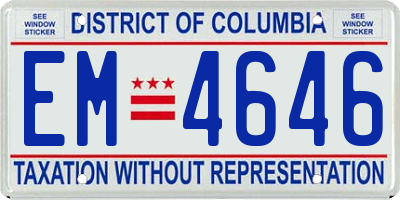 DC license plate EM4646