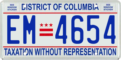 DC license plate EM4654