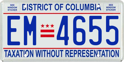 DC license plate EM4655