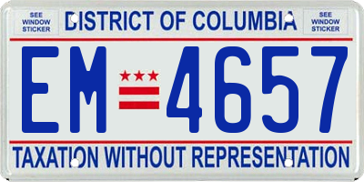 DC license plate EM4657
