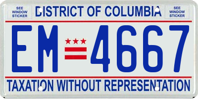 DC license plate EM4667