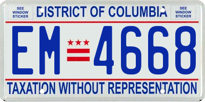 DC license plate EM4668