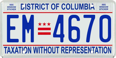 DC license plate EM4670