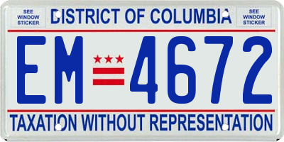 DC license plate EM4672
