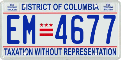 DC license plate EM4677