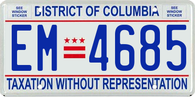 DC license plate EM4685