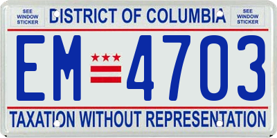DC license plate EM4703
