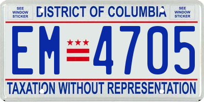 DC license plate EM4705