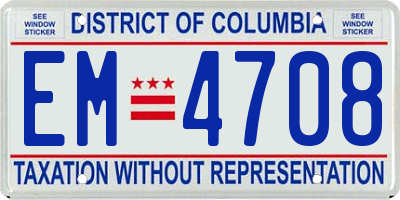 DC license plate EM4708