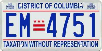 DC license plate EM4751