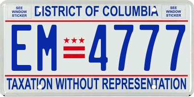 DC license plate EM4777