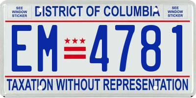 DC license plate EM4781