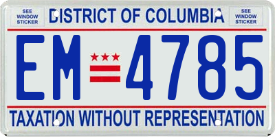 DC license plate EM4785