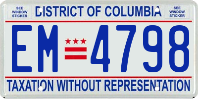 DC license plate EM4798