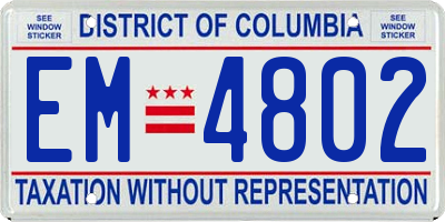 DC license plate EM4802