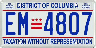DC license plate EM4807