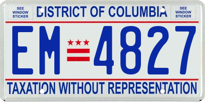 DC license plate EM4827