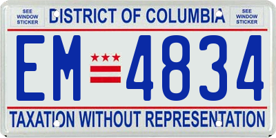 DC license plate EM4834