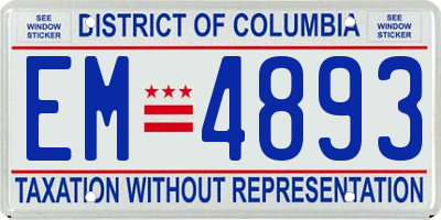 DC license plate EM4893
