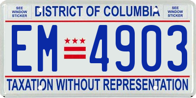 DC license plate EM4903