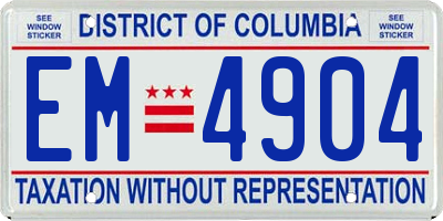 DC license plate EM4904