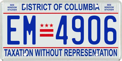 DC license plate EM4906