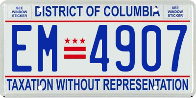 DC license plate EM4907