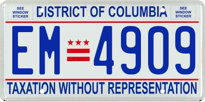 DC license plate EM4909