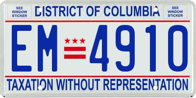 DC license plate EM4910