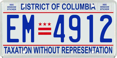 DC license plate EM4912