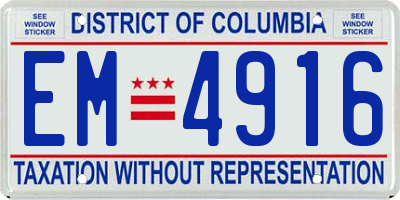 DC license plate EM4916