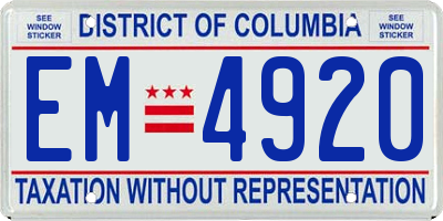 DC license plate EM4920