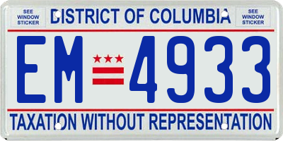 DC license plate EM4933