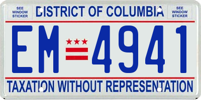 DC license plate EM4941