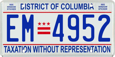 DC license plate EM4952