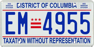 DC license plate EM4955