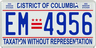 DC license plate EM4956