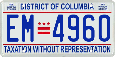 DC license plate EM4960