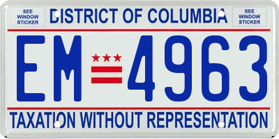 DC license plate EM4963