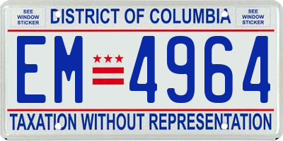 DC license plate EM4964
