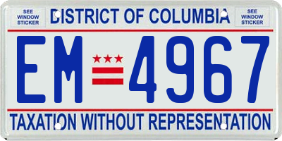 DC license plate EM4967