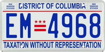 DC license plate EM4968