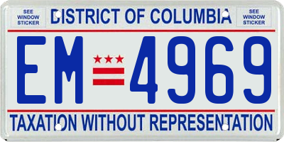 DC license plate EM4969